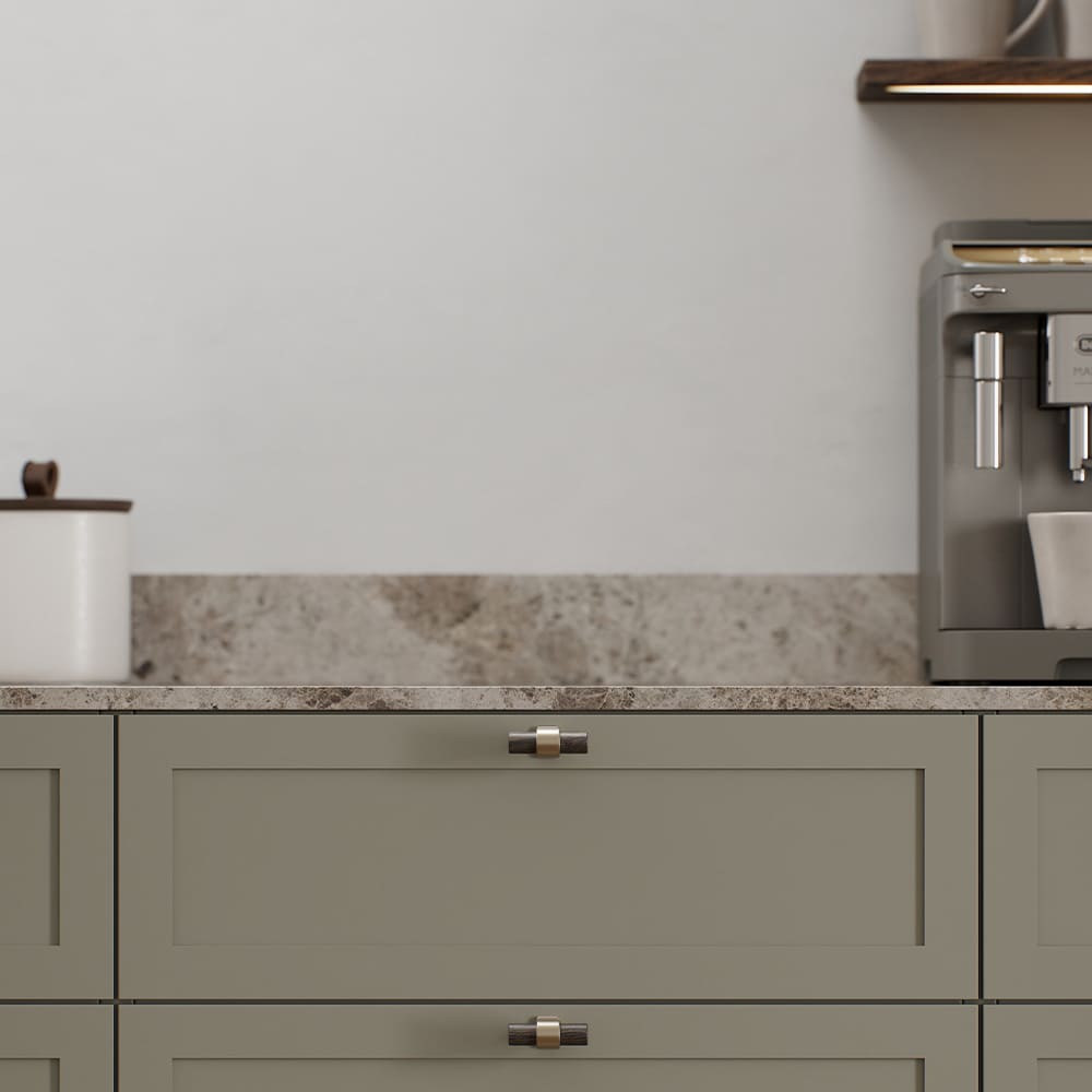 Bouton T Bond - Chêne Teinté Foncé/Laiton Brossé