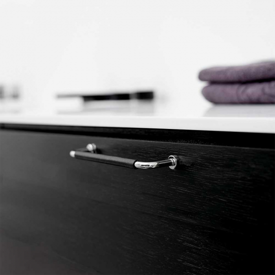 Poignée Lounge - 160mm - Chrome/Cuir Noir