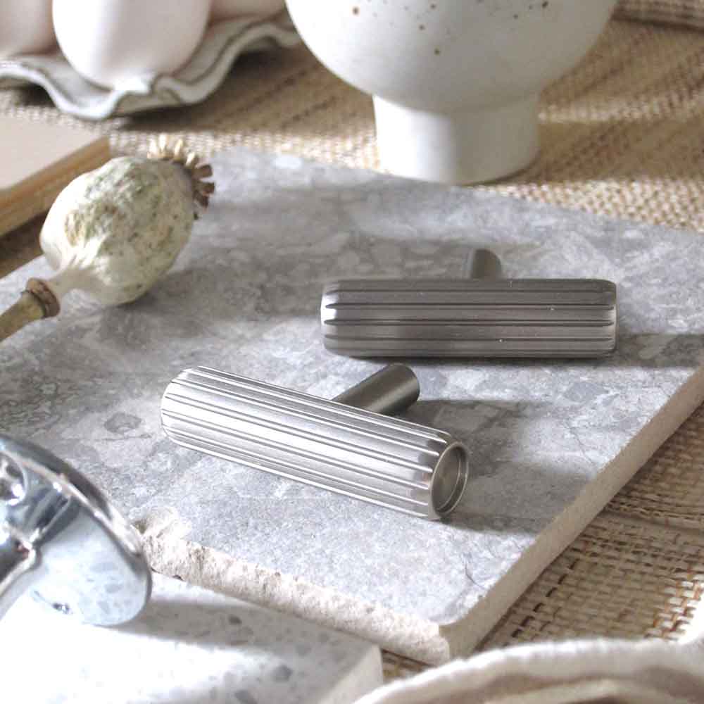 Bouton T Rille - Aspect Inox