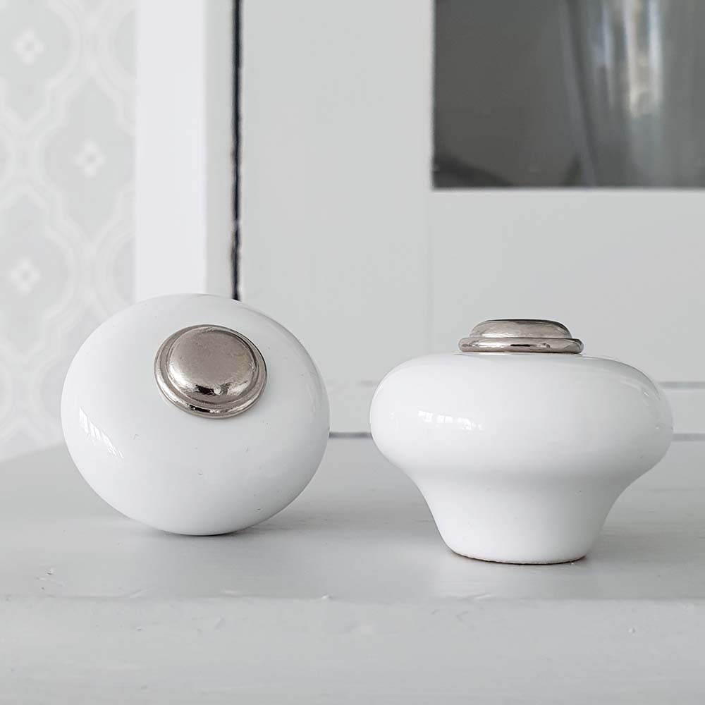 Bouton 409 - Nickelé/Porcelaine