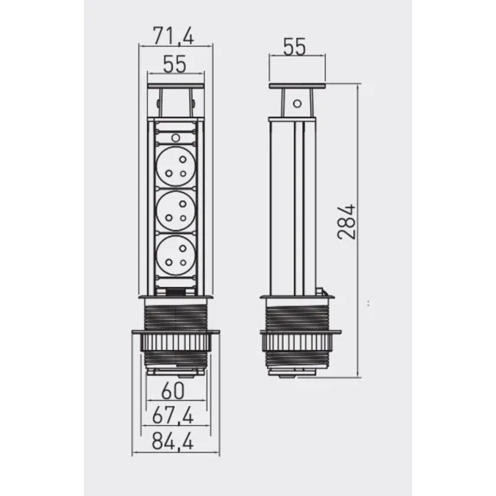 Colonne Électrique 60mm 3pcs 230V Prise EU – Argent