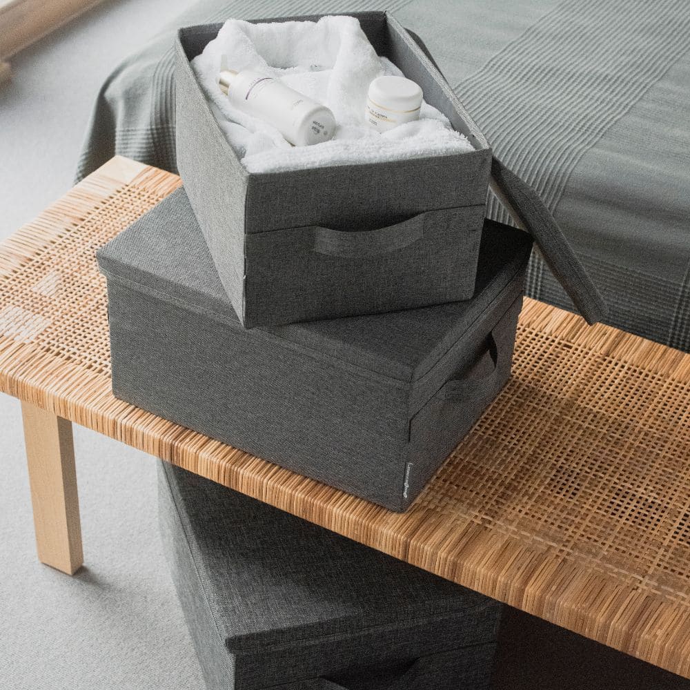 Boîte de rangement avec couvercle - Gris