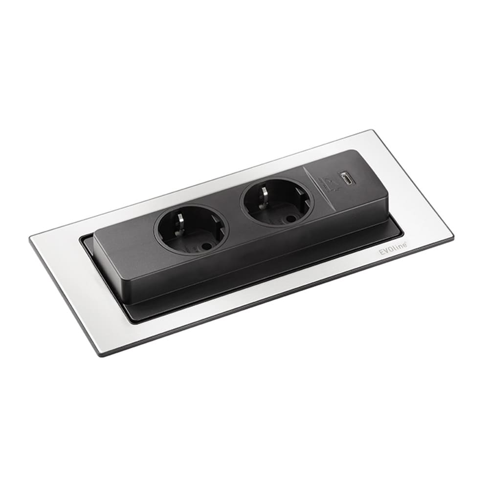 Prise De Courant Backflip 2 & 1 USB-C - Aspect Inox
